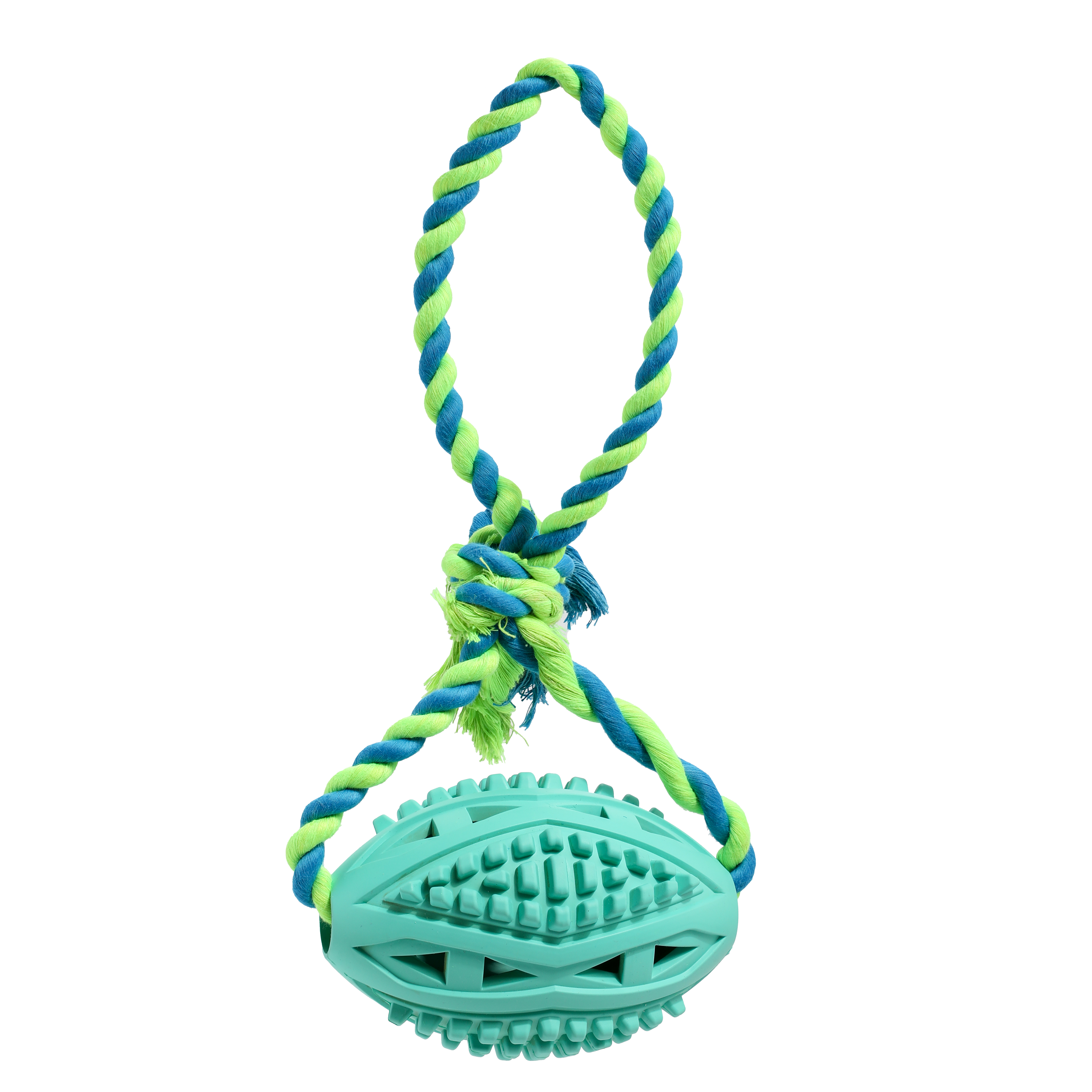Toy for Dogs из каучука  Rugby Ball большой  for Teeth Cleaning with Cotton Rope
